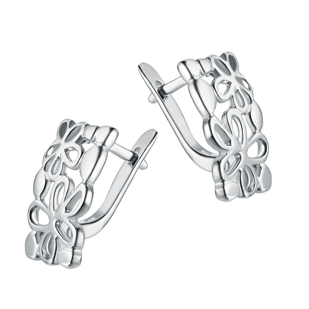 Серьги,Серебро,с вставкой Без вставок,с замком Английский,РОССИЯ