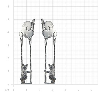 Серебряные длинные серьги с подвесками 