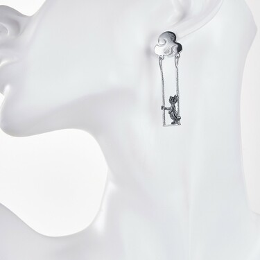 Серебряные длинные серьги с подвесками 