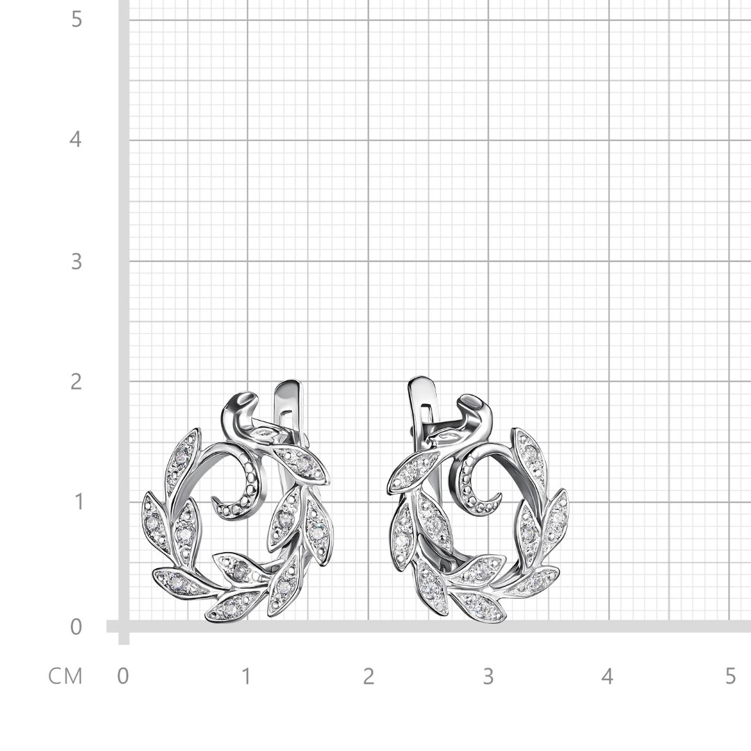 Серьги,Серебро,с вставкой Фианит Белая цвета,с замком Английский,РОССИЯ