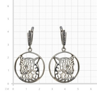 Серебряные длинные серьги с подвесками 