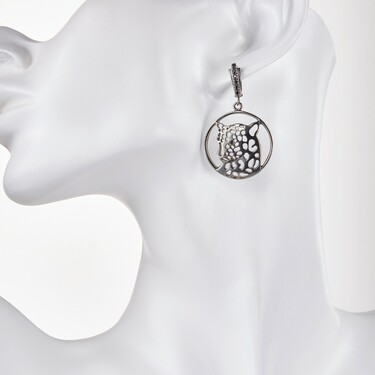 Серебряные длинные серьги с подвесками 