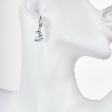 Серебряные длинные серьги с подвесками 