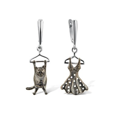 Серебряные длинные серьги с подвесками 