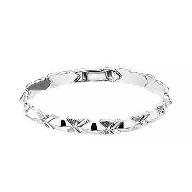 Серебряный браслет, плетение Ролекс, родированный, ширина 8 мм