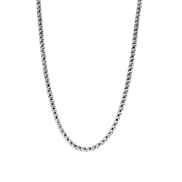 Серебряная женская цепь, плетение Бисмарк с черными фианитами, ширина 0,4 см, в родии