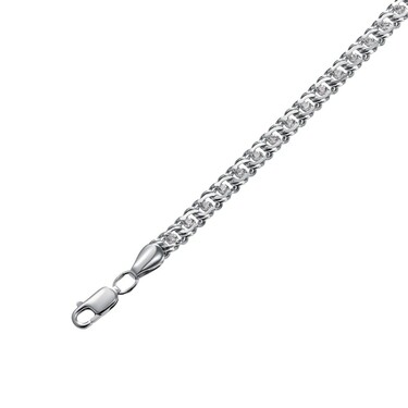 Серебряный женский браслет, плетение Бисмарк с белыми фианитами, ширина 0,6 см, в родии