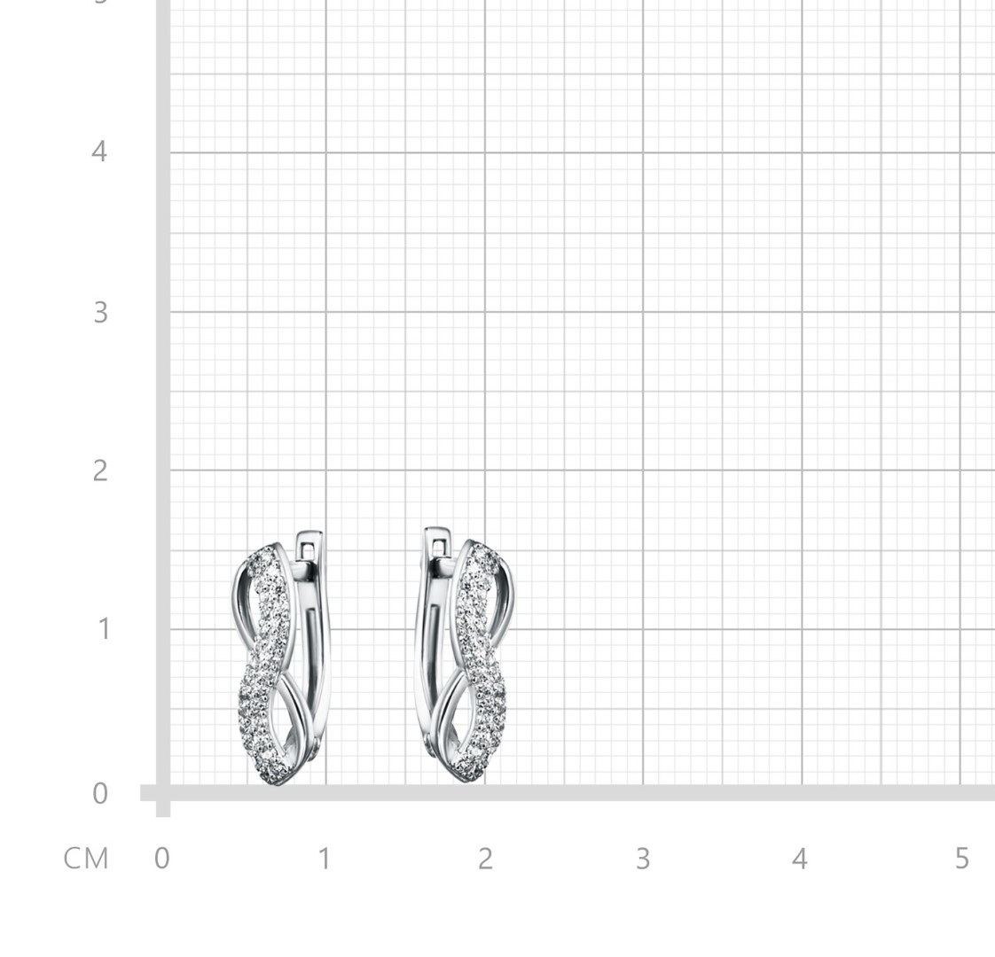 Серьги,Серебро,с вставкой Фианит Белая цвета,с замком Скоба,РОССИЯ