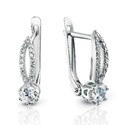 Серьги,Серебро,с вставкой Фианит Белая цвета,с замком Скоба,РОССИЯ