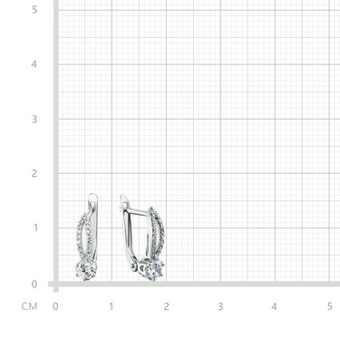 Серебряные серьги с фианитами, покрытие родий