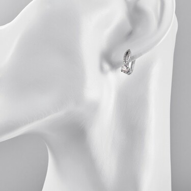 Серебряные серьги с фианитами, покрытие родий