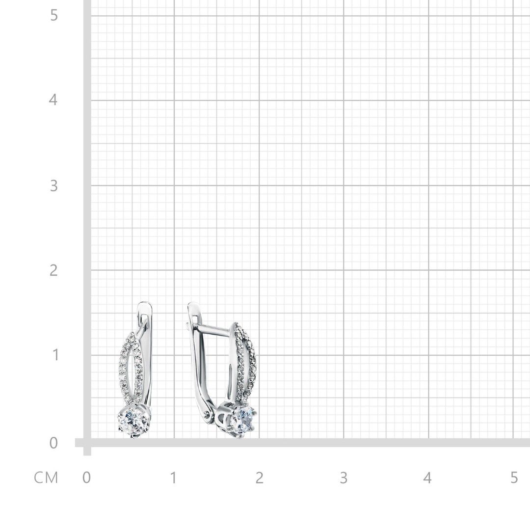 Серьги,Серебро,с вставкой Фианит Белая цвета,с замком Скоба,РОССИЯ