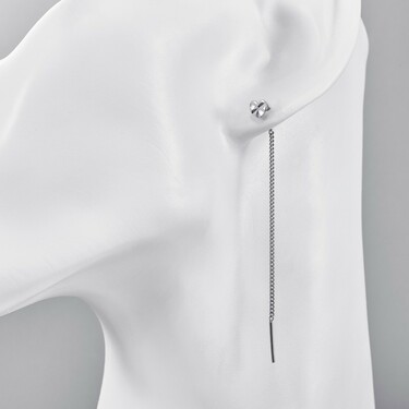 Серебряные длинные серьги-протяжки 