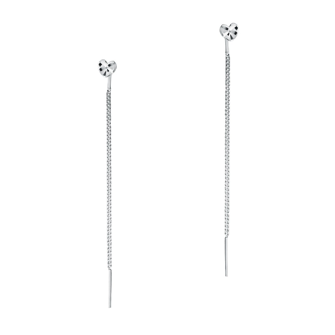 Серебряные длинные серьги-протяжки Серьги,Серьги Протяжки,Серьги Продевки,Длинные серьги,Серьги Цепочки,Серебро,с вставкой Без вставок,с замком Протяжка,РОССИЯ