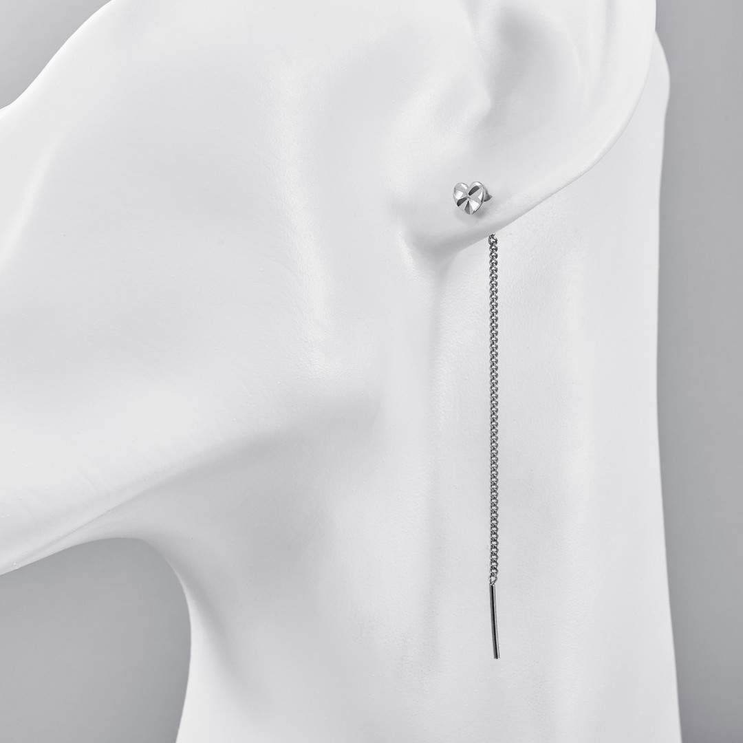 Серебряные длинные серьги-протяжки Серьги,Серьги Протяжки,Серьги Продевки,Длинные серьги,Серьги Цепочки,Серебро,с вставкой Без вставок,с замком Протяжка,РОССИЯ