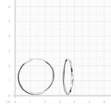 Серебряные классические серьги Кольца / Конго / Круглые с алмазной гранью, родий, 2,5 см