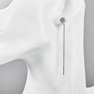 Серебряные длинные серьги-протяжки 