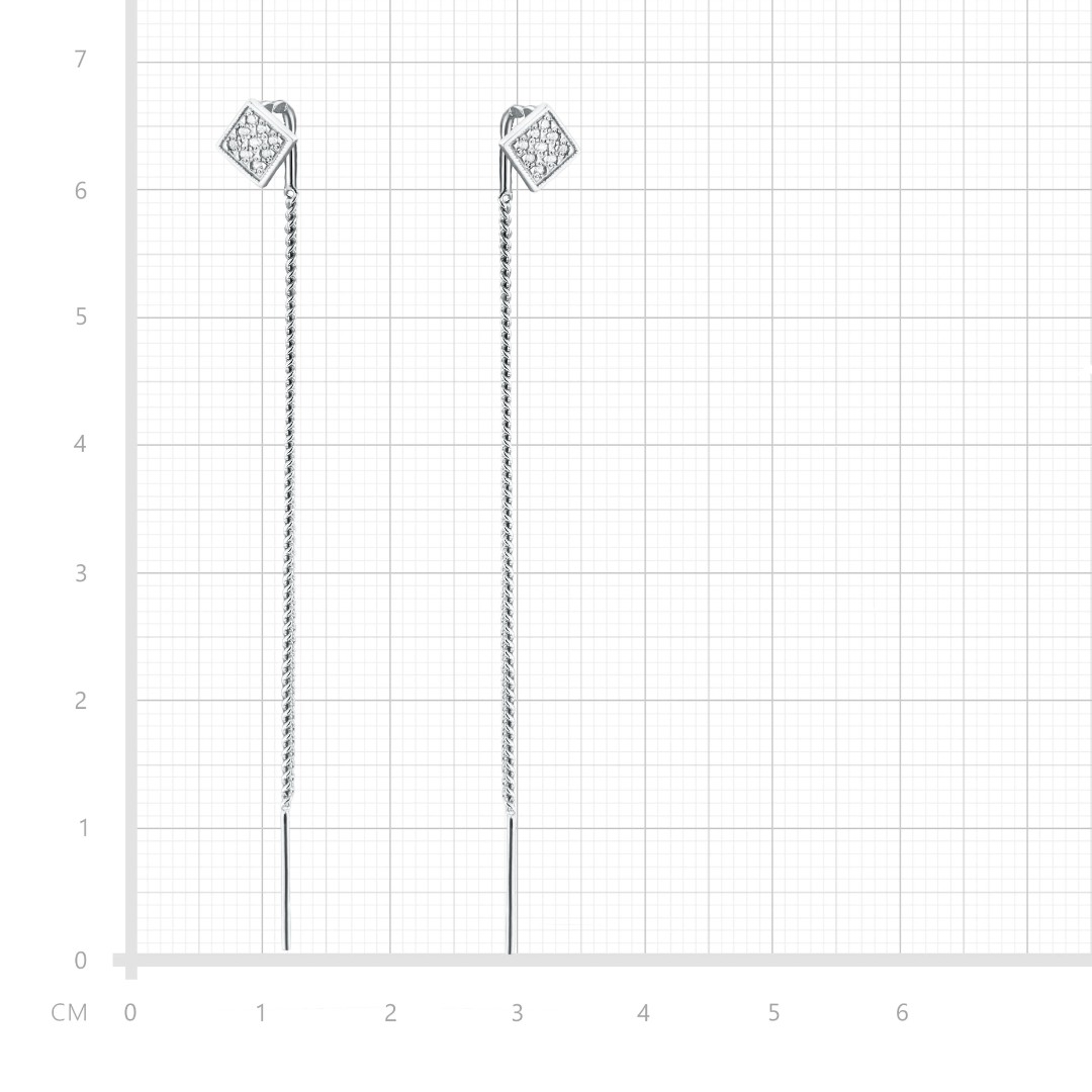 Серьги,Серьги Протяжки,Серьги Продевки,Длинные серьги,Серьги Цепочки,Серебро,с вставкой Фианит Белая цвета,с замком Протяжка,РОССИЯ