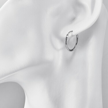 Серебряные классические серьги Кольца / Конго / Круглые с алмазной гранью, родий, 1,5 см