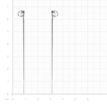 Серебряные длинные серьги-протяжки с фианитами, покрытие родием