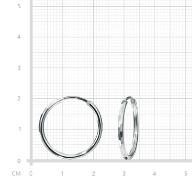 Серебряные классические серьги Кольца / Конго / Круглые с алмазной гранью, родий, 2 см