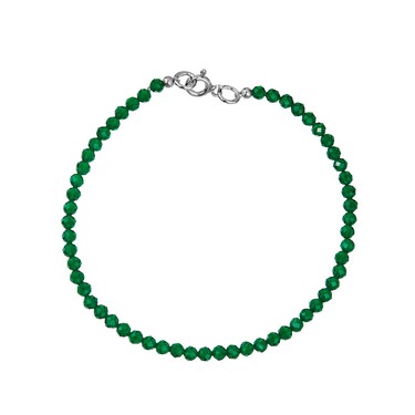Женский браслет из зеленой шпинели на серебряной основе, родий