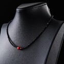 Бусы,Колье,Серебро,Камень,с вставкой Шпинель гидротермальная,Коралл натуральный Черная,Красная цвета,с замком Карабинный,РОССИЯ