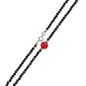 Бусы,Колье,Серебро,Камень,с вставкой Шпинель гидротермальная,Коралл натуральный Черная,Красная цвета,с замком Карабинный,РОССИЯ