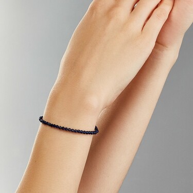 Женский браслет из синей шпинели на серебряной основе, родий