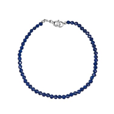Женский браслет из синей шпинели на серебряной основе, родий
