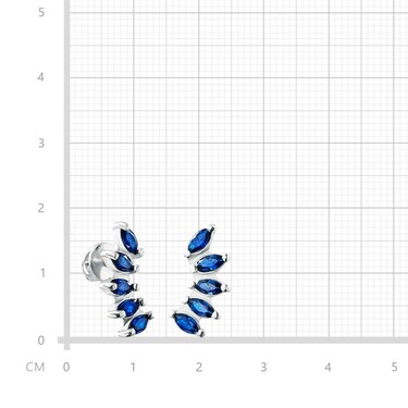 Серебряные серьги / Пусеты / Гвоздики с синими фианитами, родий