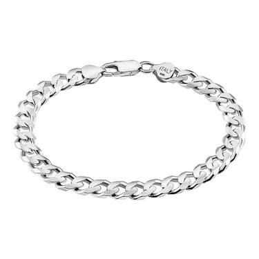 Серебряный мужской браслет, плетение Панцирное, покрытие родием, ширина 7 мм