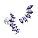 Серьги,Серьги Пусеты,Серьги Гвоздики,Серебро,с вставкой Фианит Фиолетовая цвета,с замком Пусет,Винтовой,Штыревой,Штифтовой,РОССИЯ