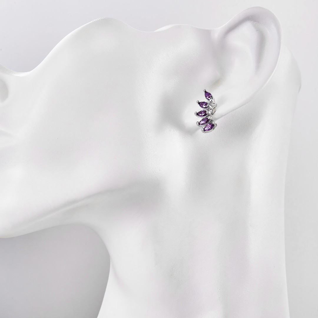 Серьги,Серьги Пусеты,Серьги Гвоздики,Серебро,с вставкой Фианит Фиолетовая цвета,с замком Пусет,Винтовой,Штыревой,Штифтовой,РОССИЯ