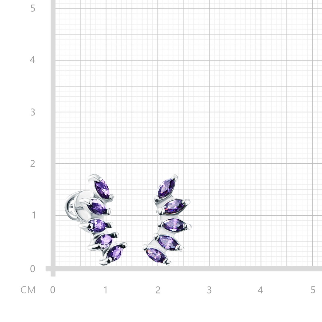 Серьги,Серьги Пусеты,Серьги Гвоздики,Серебро,с вставкой Фианит Фиолетовая цвета,с замком Пусет,Винтовой,Штыревой,Штифтовой,РОССИЯ
