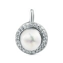 Подвеска,Кулон,Серебро,с вставкой Фианит,Жемчуг культивированный Белая,Бесцветная цвета,РОССИЯ