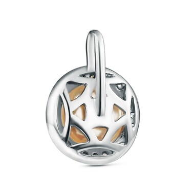 Серебряная подвеска с жемчугом и фианитами, родий