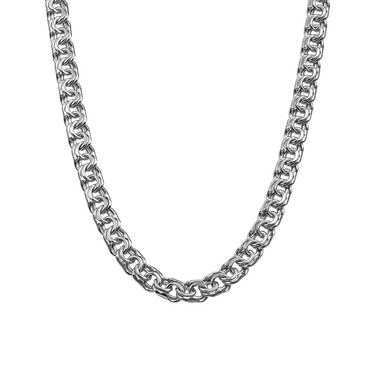 Серебряная цепь, плетение Бисмарк, покрытие родий, ширина 7,4 мм