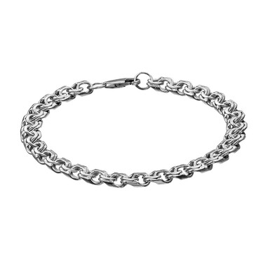 Серебряный мужской браслет, плетение Бисмарк, покрытие родий, ширина 7,1 мм