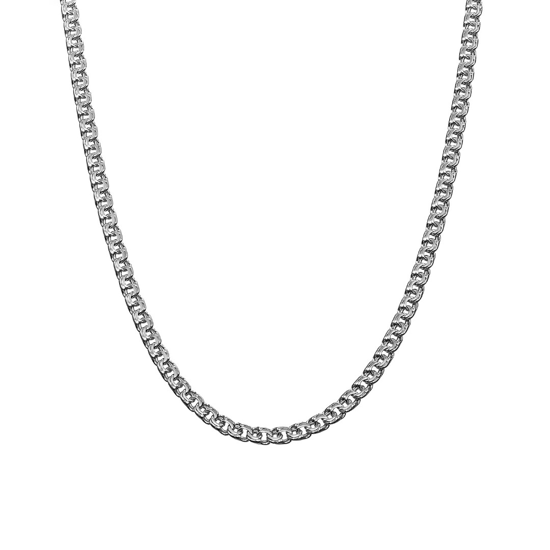 Серебряная цепь, плетение Бисмарк, покрытие родий, ширина 3,7 мм Цепочка на шею,Серебро,с замком Карабинный,РОССИЯ