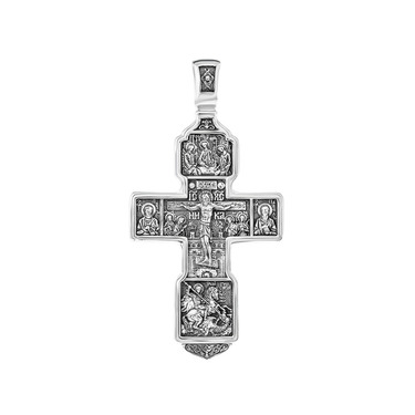 Серебряный большой мужской православный крест с чернением