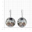 Серебряные серьги  Серьги,Серебро,с вставкой Эмаль,Фотопечать на металле Бесцветная цвета,с замком Английский,РОССИЯ