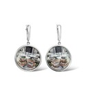 Серебряные серьги  Серьги,Серебро,с вставкой Эмаль,Фотопечать на металле Бесцветная цвета,с замком Английский,РОССИЯ