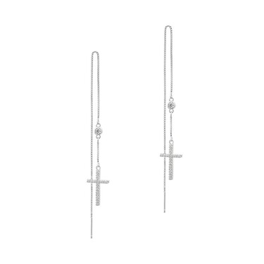 Cеребряные длинные серьги-протяжки 