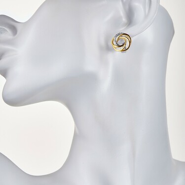 Серебряные серьги Вихрь, с цирконием, родирование и позолота