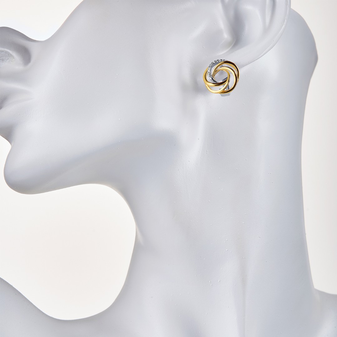 Серебряные серьги Вихрь, с цирконием, родирование и позолота Серьги,Серебро,с вставкой Цирконий кубический,КИТАЙ