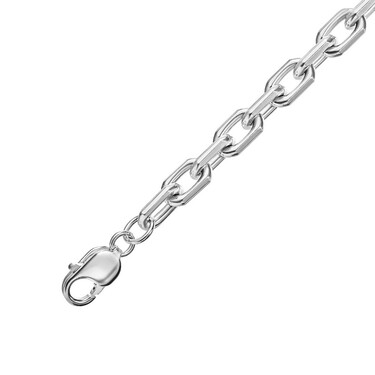 Серебряная мужская цепь, плетение Якорное с гранью, родий, ширина  0,73 см