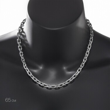 Серебряная мужская цепь, плетение Якорное с гранью, родий, ширина  0,73 см