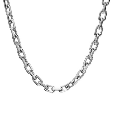 Серебряная мужская цепь, плетение Якорное с гранью, родий, ширина  0,73 см