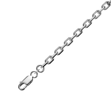 Серебряная мужская цепь, плетение Якорное с гранью, родий, ширина  0,47 см